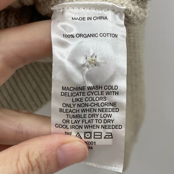 Quince XS 100% Organic Cotton Fisherman Boxy Cropped Cardigan Speckled Beige - Picture 9 of 11